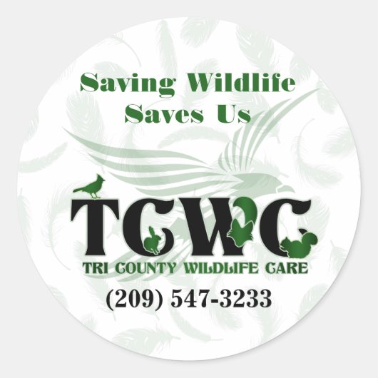 TCWC - Logo redt wild - redt ons netjes Ronde Sticker (Voorkant)