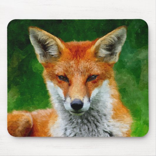 TCWC - Waterverf rode vos schilderen Muismat (Voorkant)