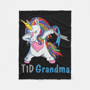 Td1 Oma Dabbing Eenhoorn Type 1 Diabetes Bewustzij Fleece Deken