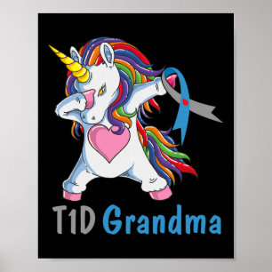 Td1 Oma Dabbing Eenhoorn Type 1 Diabetes Bewustzij Poster