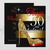 TD 50 & Fabulous Glitter Stiletto Birthday Kaart (Voorkant / Achterkant)