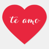Te amo I Love You en espagnol Autocollant Cœur Rou (Devant)