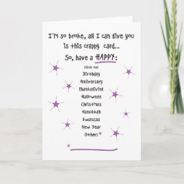 Te Broke voor Gifts Wenskaart Kaart