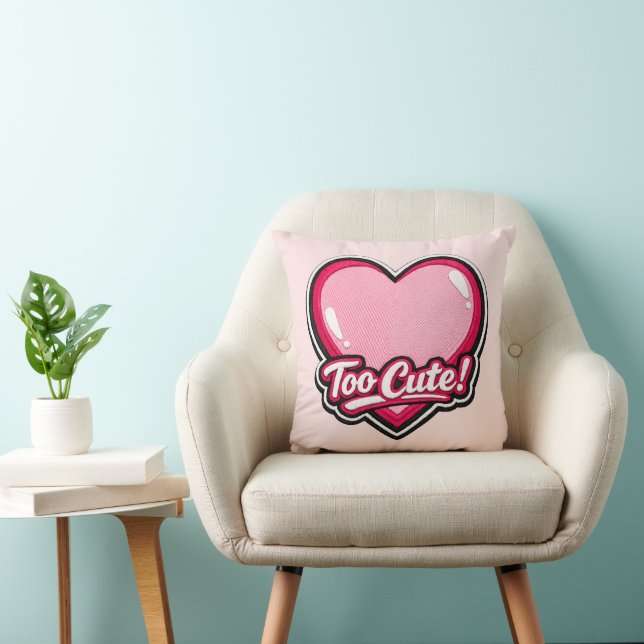 💗✨ “Te Cute!” Hartkussen Kussen (Stoel)