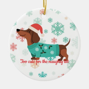 Te Cute voor de Stoute Lijst Dachshund Ornament