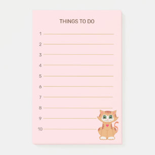 Te doen dingen en keukenkat met tabby post-it® notes