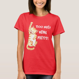 "Te druk om te zijn", grappig kattencitaat T-shirt