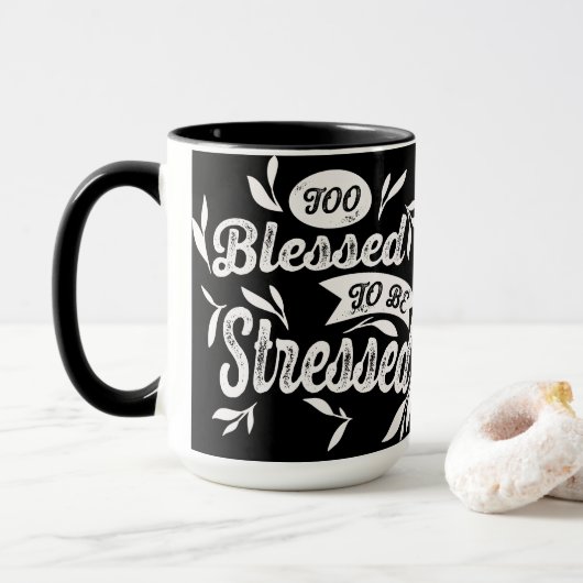 Te gezegend om gestresste Mok te zijn (Met donut)