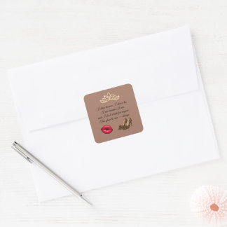 Te Glam Om Je Ergens Om Te Geven – Chic Citaat Vierkante Sticker