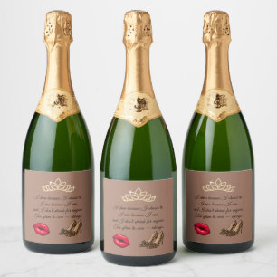 Te Glam Om Je Geen Zorgen Te Maken – Chic Citaat Sparkling Wijnetiket