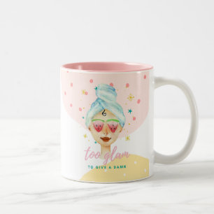 Te glamoureus om een grapje te maken Grappig Cute Tweekleurige Koffiemok
