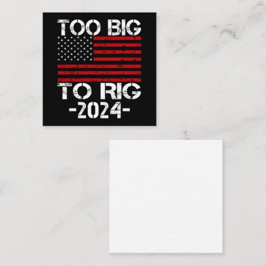 Te groot om te manipuleren 2024 verkiezingen vierkante visitekaartje (Voorkant / Achterkant)