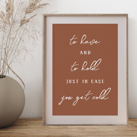 Te hebben en te houden herfst bruiloft dekens teke poster