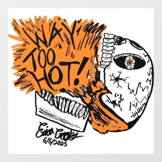 TE HEET! cartoon schedel Raamsticker (Vel)