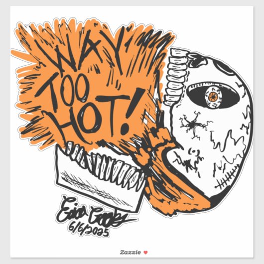 TE HEET! cartoon schedel Sticker (Vel)