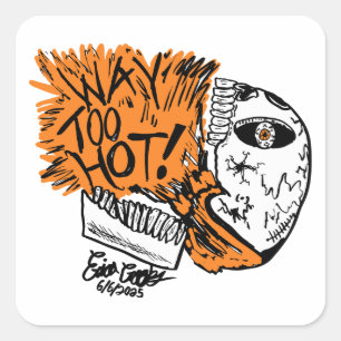 TE HEET! cartoon schedel Vierkante Sticker