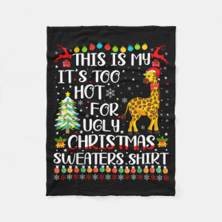 Te heet voor lelijke kersttrui giraffe liefhebber fleece deken
