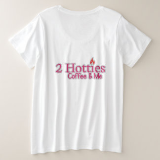 Te hete koffie en ik grote maat t-shirt