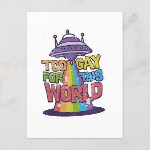 Te homo voor deze wereld Grappige LGBT Alines UFO Feestdagenkaart