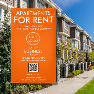 Te Huur Appartementen Modern Oranje Logo QR Code Spandoek