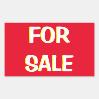 te koop aangeboden rood geel en wit rechthoekige sticker