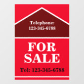 TE KOOP GROOT EN KENMERKEND UITHANGBORD Vastgoed Raamsticker (Vel)