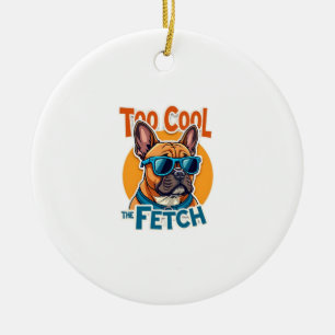 Te Koud Voor Fetch Franse Bulldog Vintage Zonnebri Keramisch Ornament