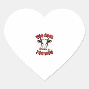 Te Koud Voor Moo Grappige Koe Vintage Shirt Ontwer Hart Sticker