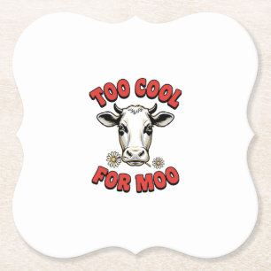 Te Koud Voor Moo Grappige Koe Vintage T-shirt Ontw Kartonnen Onderzetters