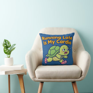 Te Laat Is Mijn Cardio: Zweterige Schildpad Editie Kussen