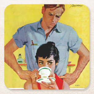 Te laat om in te halen vierkante kartonnen onderzetter