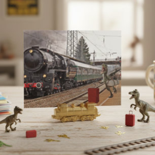 Te laat voor Trein Dinosaur Raptor Grappig Briefkaart