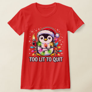 Te licht om te stoppen met de kerstpinguïn t-shirt