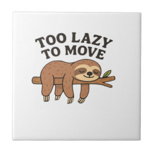 Te lui om te bewegen – Cute Retro Cartoon Luiaard  Tegeltje