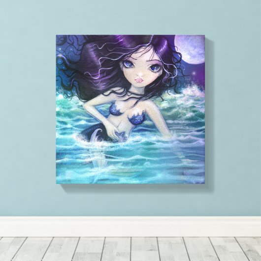 Te midden van het Zachte Zee Zeemeermin Art Print  (Insitu (Houten vloer))