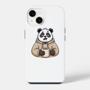 Te moe om te functioneren Panda Koffie Cartoon iPhone 14 Hoesje