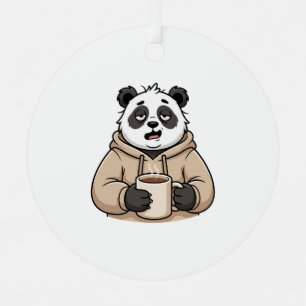 Te moe om te functioneren Panda Koffie Cartoon Metalen Ornament