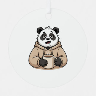 Te moe om te functioneren Panda Koffie Cartoon Metalen Ornament