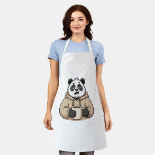 Te moe om te functioneren Panda Koffie Cartoon Schort