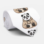 Te moe om te functioneren Panda Koffie Cartoon Stropdas (Opgerold)