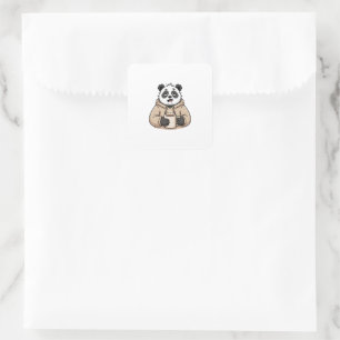 Te moe om te functioneren Panda Koffie Cartoon Vierkante Sticker