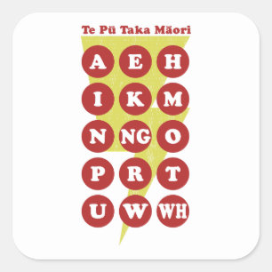 Te Pu Taka Maori Maori Alphabet Vierkante Sticker