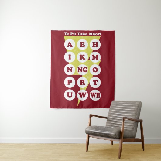 Te Pu Taka Maori Maori Alphabet Wandkleed (In situ)