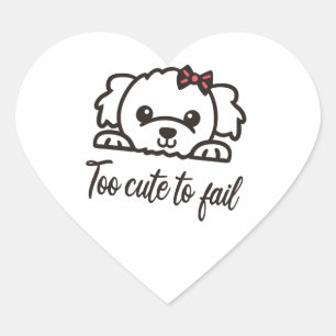 Te schattig om te falen(4) hart sticker