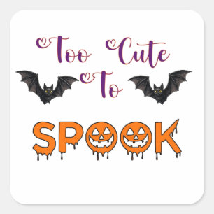 Te Schattig Om Te Verschrikken Halloween Plezier V Vierkante Sticker