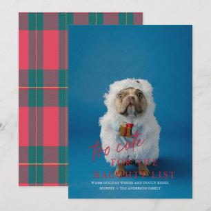 Te Schattige voor de Naughty List Pet Photo Holida Kaart
