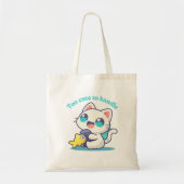 Te Schattigee Kawaii Anim Cat & Fish Canvas tas (Voorkant)