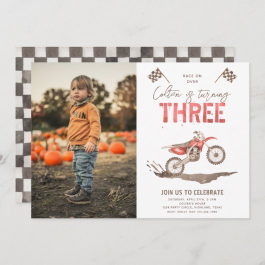 Te snelle uitnodiging van de Dagen | 3e verjaardag (Voorkant / Achterkant)