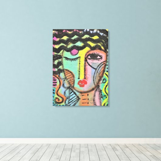 Te veel Abstract portret op OSB Canvas Afdruk (Insitu (Houten vloer))