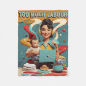 Te veel arbeid - retro feministisch satire ontwerp fleece deken (Voorkant)